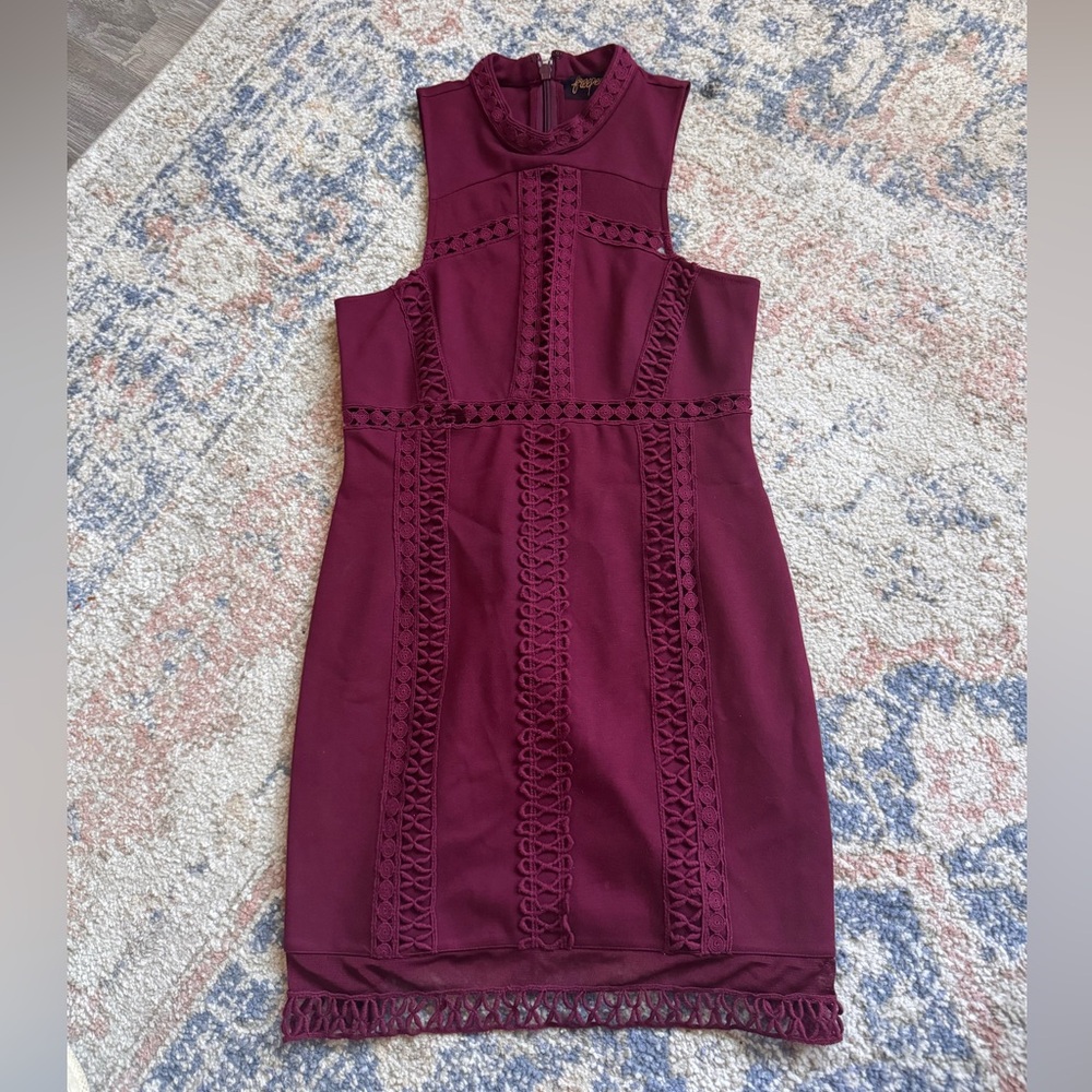 Free People Burgundy Skyscraper Bodycon Mini Dress